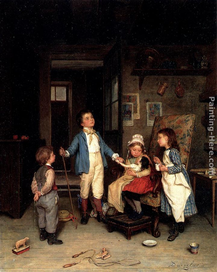 The Doctor's Visit painting - Andre Henri Dargelas The Doctor's Visit art painting